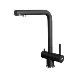 Смеситель для кухни (SUS 304) D35, серия ZAR с краном для пит. воды черный AV Engineering