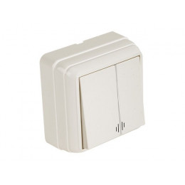 Выключатель 2-клав. (с подсветкой, открытый) кремовый, BRON, MUTLUSAN