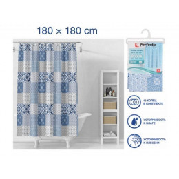 Шторка для ванной (12 колец в комплекте), 180x180 см, Secret, калейдоскоп, PERFECTO LINEA