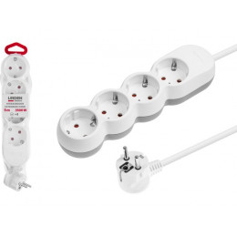 Удлинитель 5м (4 роз., 3,5кВт, с/з, ПВС 3х1,5) LEIDEN ELECTRIC