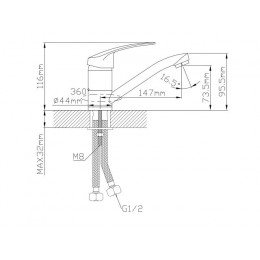Смеситель для кухни (Lt) D35, серия SHU AV Engineering