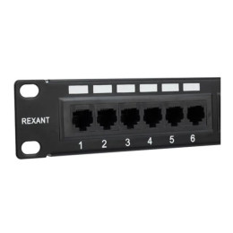 Патч-панель 19", 1U, 24 порта, UTP, RJ-45, CAT 5e REXANT
