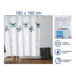 Шторка для ванной (12 колец в комплекте), 180x180 см, Harmony, бабочки, PERFECTO LINEA