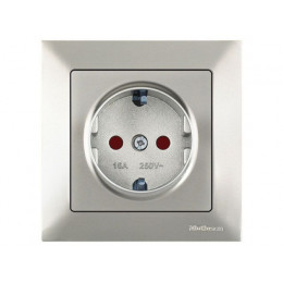 Розетка 1-ая (скрытая, с/з, шторки) титан, DARIA, MUTLUSAN
