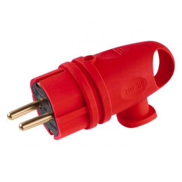 Вилка угловая с ушком (с/з, 16А, 250В) каучук, красная Юпитер