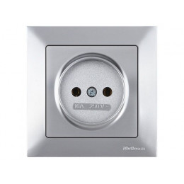 Розетка 1-ая (скрытая, б/з) серебро, DARIA, MUTLUSAN