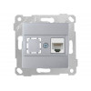 Розетка компьютерная 1xRJ45 (Cat5e, скрытая, без рамки) серебро, RITA, MUTLUSAN
