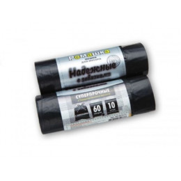 Мешки для мусора с завязками, 60 л, 10 шт, "НАДЕЖНЫЕ", черные, РОМАШКА