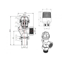 Кран вентильный осевой 1/2" вн.-нар. для радиатора с термоголовой, AV Engineering