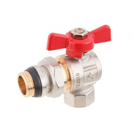 Кран шаровый угловой 1" нар.-вн. бабочка (со сгоном) PN40, AV Engineering