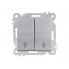 Выключатель проходной 2-клав. (скрытый, винт. зажим) серебро, ELITRA, MUTLUSAN