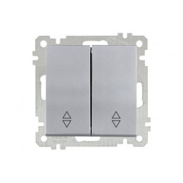 Выключатель проходной 2-клав. (скрытый, винт. зажим) серебро, ELITRA, MUTLUSAN