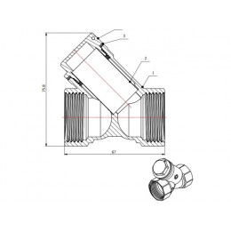 Фильтр косой 1" вн.-вн., AV Engineering (инд. упак.)