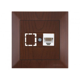 Розетка компьютерная 1xRJ45 (Cat5e, скрытая) орех, DARIA, MUTLUSAN