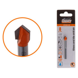 Сверло по кафелю/стеклу  8x58 мм трехгр. хвостовик GEPARD (GP2082-08)