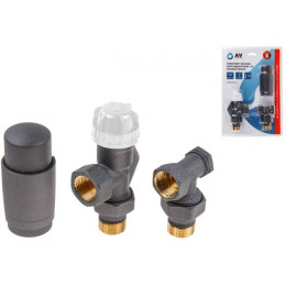 Комплект кранов осевой 1/2" для радиатора Серый, AV Engineering (инд. упак.)