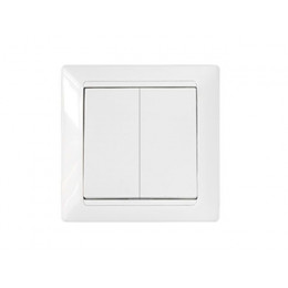 Выключатель 2 клав. проходной (скрытый, 10А) белый, Стиль,  BYLECTRICA