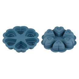 Форма для выпечки, силиконовая, круглая на 6 сердец, 25 х 4.5 см, BLUESTONE, PERFECTO LINEA