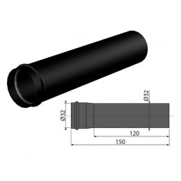 Удлинитель D32 для цельнометалл. раковин. сифонов,черный-мат, Alcaplast