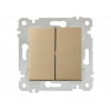 Выключатель 2-клав. (скрытый, без рамки, пруж. зажим) золото, RITA, MUTLUSAN