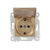 Розетка 1-ая (скрытая, без рамки, с/з, с крышкой) золото, RITA, MUTLUSAN