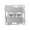 Розетка компьютерная 2xRJ45 (Cat6, скрытая, без рамки) серебро, RITA, MUTLUSAN