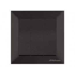 Выключатель 3-клав. (скрытый, винт. зажим) черный, DARIA, MUTLUSAN