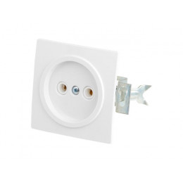 Розетка 1-ая (скрытая, б/з) белая, Стандарт, Юпитер