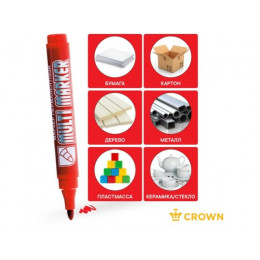 Маркер промышл. перманентный фетровый красный CROWN MULTI MARKER
