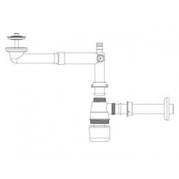 Сифон для умывальника с литым выпуском 64мм, с трубой 1 1/4",BAKIMAY