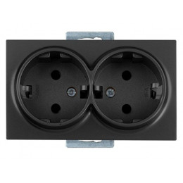 Розетка 2-ая (скрытая, с/з) черная, DARIA, MUTLUSAN