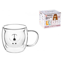 Кружка стеклянная с двойными стенками, 250 мл, серия Bear, PERFECTO LINEA