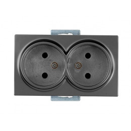 Розетка 2-ая (скрытая, б/з) дымчатая, DARIA, MUTLUSAN