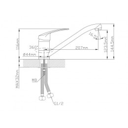Смеситель для кухни (Lt) D35, серия SHU AV Engineering