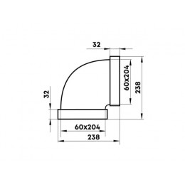 Колено воздуховода 8281 горизонт. 90 (60х204мм) ZERNBERG