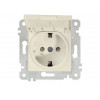 Розетка 1-ая (скрытая, без рамки, с/з, шторки,с крышкой) кремовая, RITA, MUTLUSAN