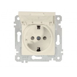 Розетка 1-ая (скрытая, без рамки, с/з, шторки,с крышкой) кремовая, RITA, MUTLUSAN