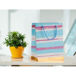Пакет подарочный с ручками, 23х18х10 см., голубой, серия Emily, PERFECTO LINEA