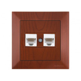 Розетка компьютерная 2xRJ45 (Cat5e, скрытая) вишня, DARIA, MUTLUSAN