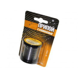 Припой ПОС 61 трубка, катушка ф1мм, с канифолью (100г) в блистере