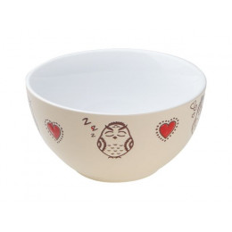 Салатник керамический, 140 мм, круглый, серия Влюбленная сова, белый, PERFECTO LINEA