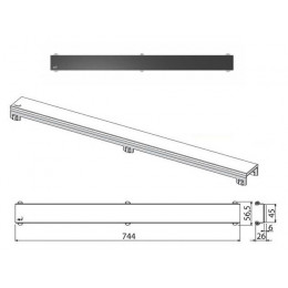 Решетка для водоотводящего желоба,(Стекло черное) Alcaplast