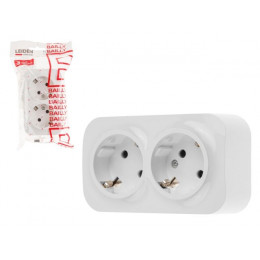 Розетка 2-ая (открытая, с/з) белая, Bailly, LEIDEN ELECTRIC