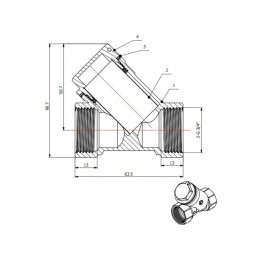 Фильтр косой 3/4" вн.-вн., AV Engineering (инд. упак.)
