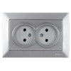 Розетка 2-ая (скрытая, б/з) серебро, DARIA, MUTLUSAN