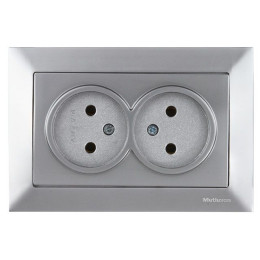 Розетка 2-ая (скрытая, б/з) серебро, DARIA, MUTLUSAN
