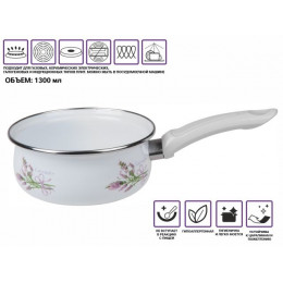 Ковш стальной эмалированный, 1.3 л, серия Лаванда, PERFECTO LINEA