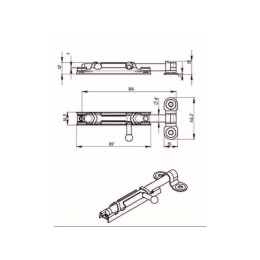Шпингалет 82 мм с ц.дв., белый цинк STARFIX