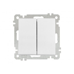 Выключатель 2-клав. (скрытый, без рамки, пруж. зажим) белый, DARIA, MUTLUSAN