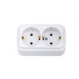 Розетка 2-ая (открытая, с/з) белая, Вариант, Bylectrica